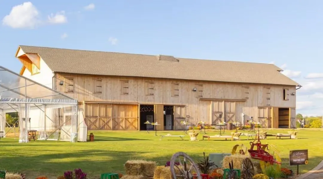 The restored 1800s barn